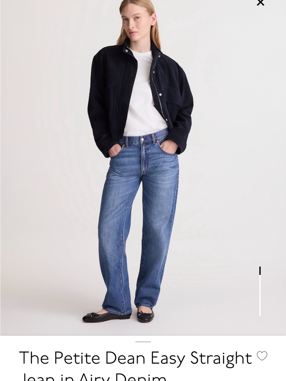 Petite Dean Easy Straight Jeans in Blue Denim 28P